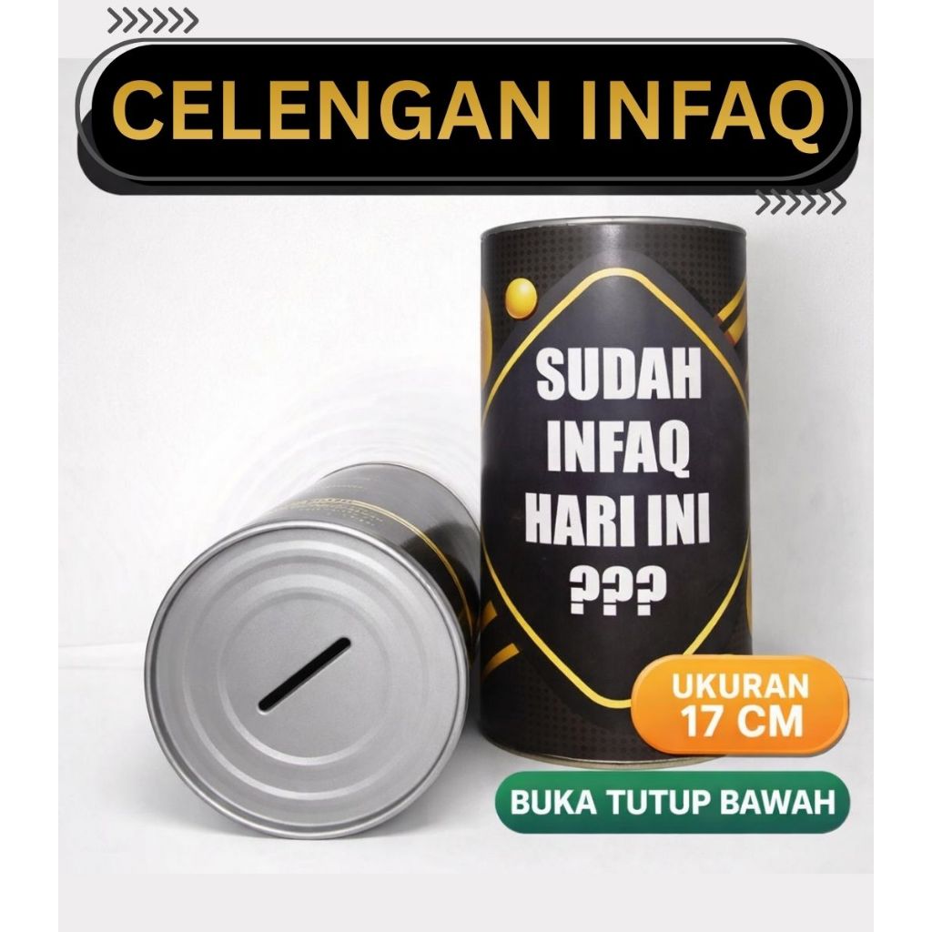 Celengan Infaq Kaleng 17cm | Kotak Donasi Masjid & Yayasan | Tebal Kuat Bisa Custom