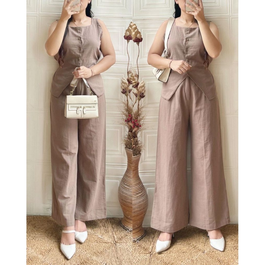 One Set Nania/ Setelan Wanita Bahan Linen