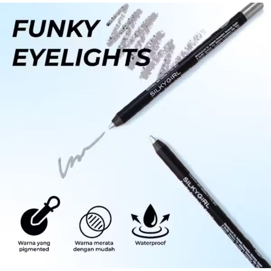 Pensil Eyeliner Silkygirl - Warna Silver, Tahan Air, Tekstur Lembut