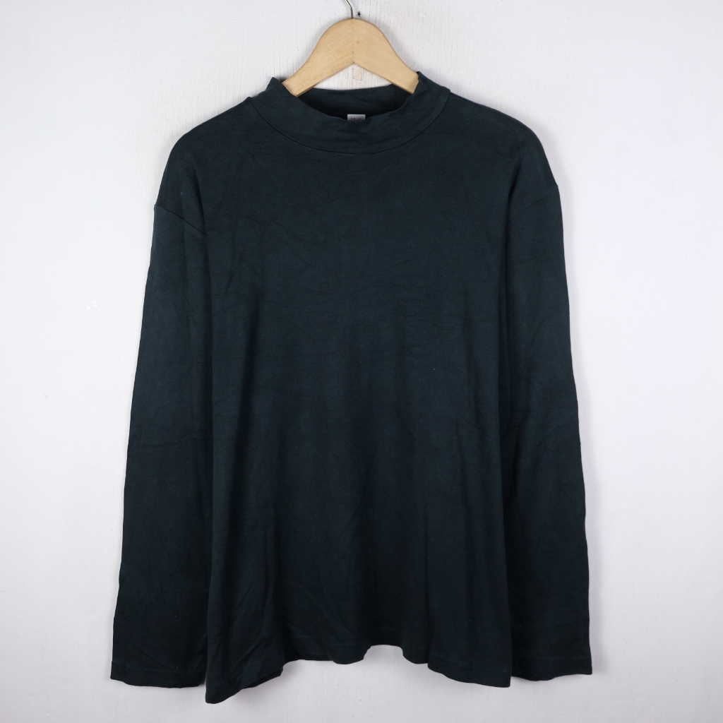 KAOS LENGAN PANJANG GU BY UNIQLO HIGH NECK BASIC LONG SLEEVE TSHIRT AIR68 SIZE L