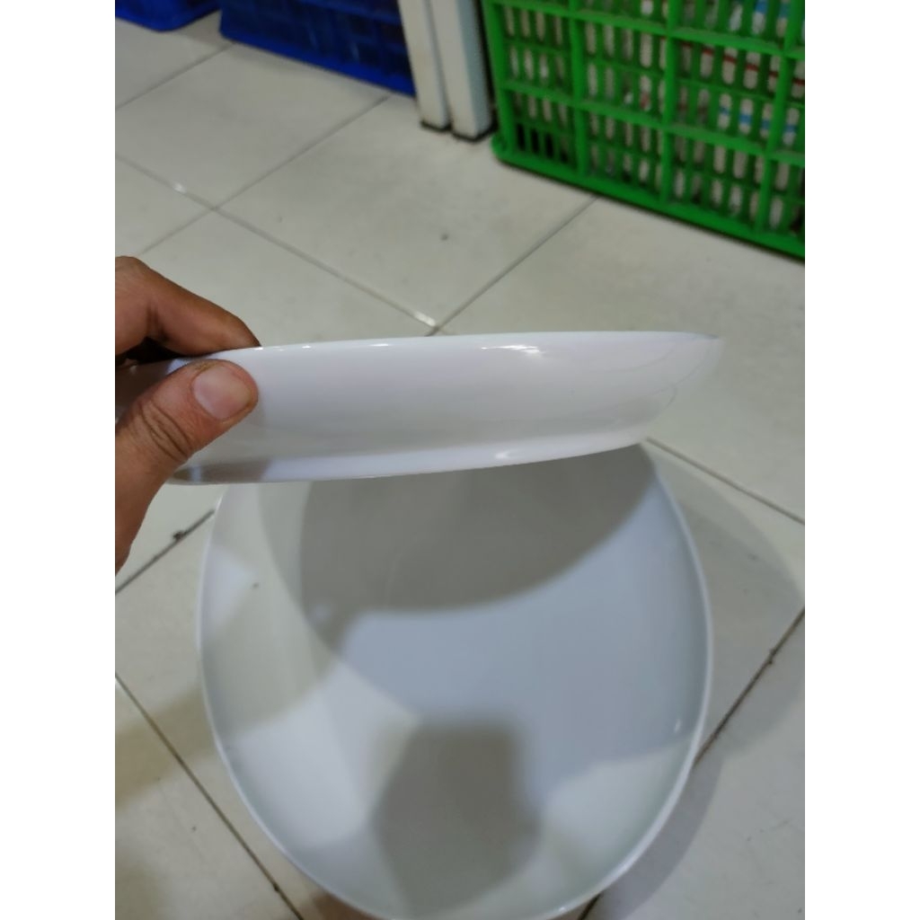 Piring Oval keramik Putih Polos Tebal - Piring Ikan / Piring Saji Prasmanan Besar