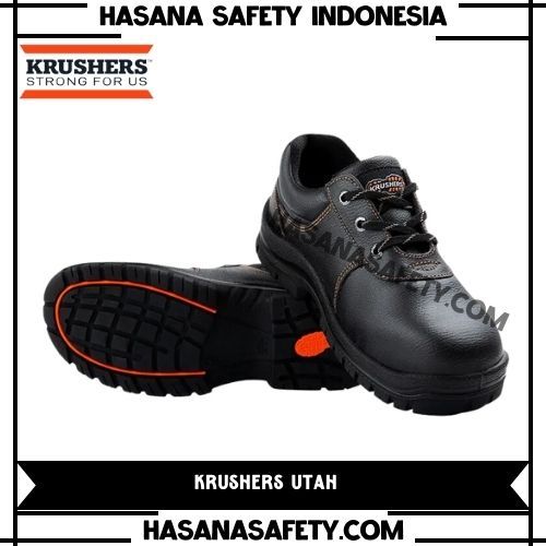 Krushers Utah Black Sepatu Safety Pendek Tali Safety Shoes Krusher