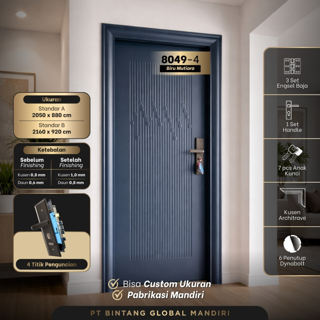 TB GANEZA - (LUXURY SINGLE PAN) Pintu Baja Single satu set Lengkap Berkualitas / Pintu Utama / Kamar