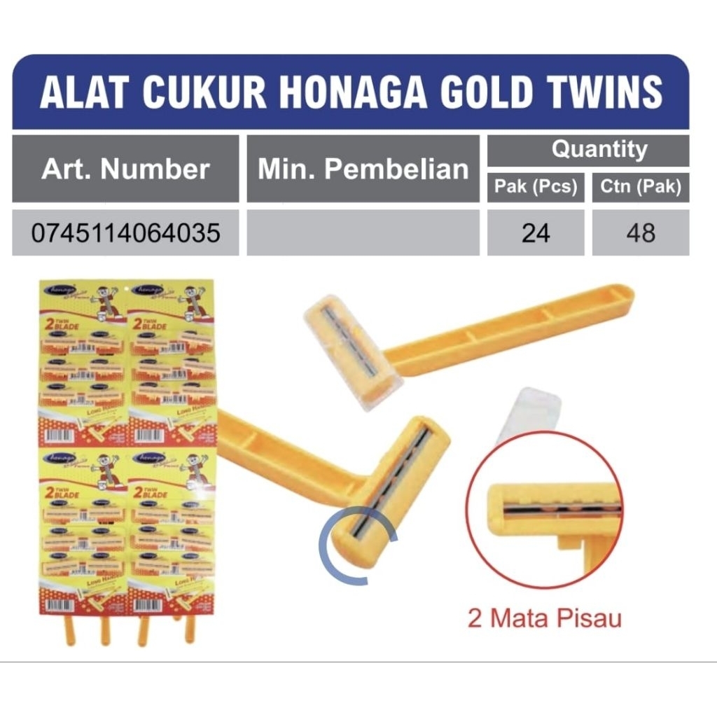 Alat cukur tangkai cukur kuning honaga mata 2