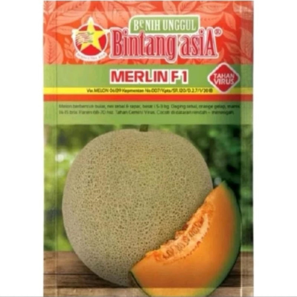 (COD) Benih Melon Merlin F1 20gr Cap Bintang Asia Bibit Melon Merlin Original