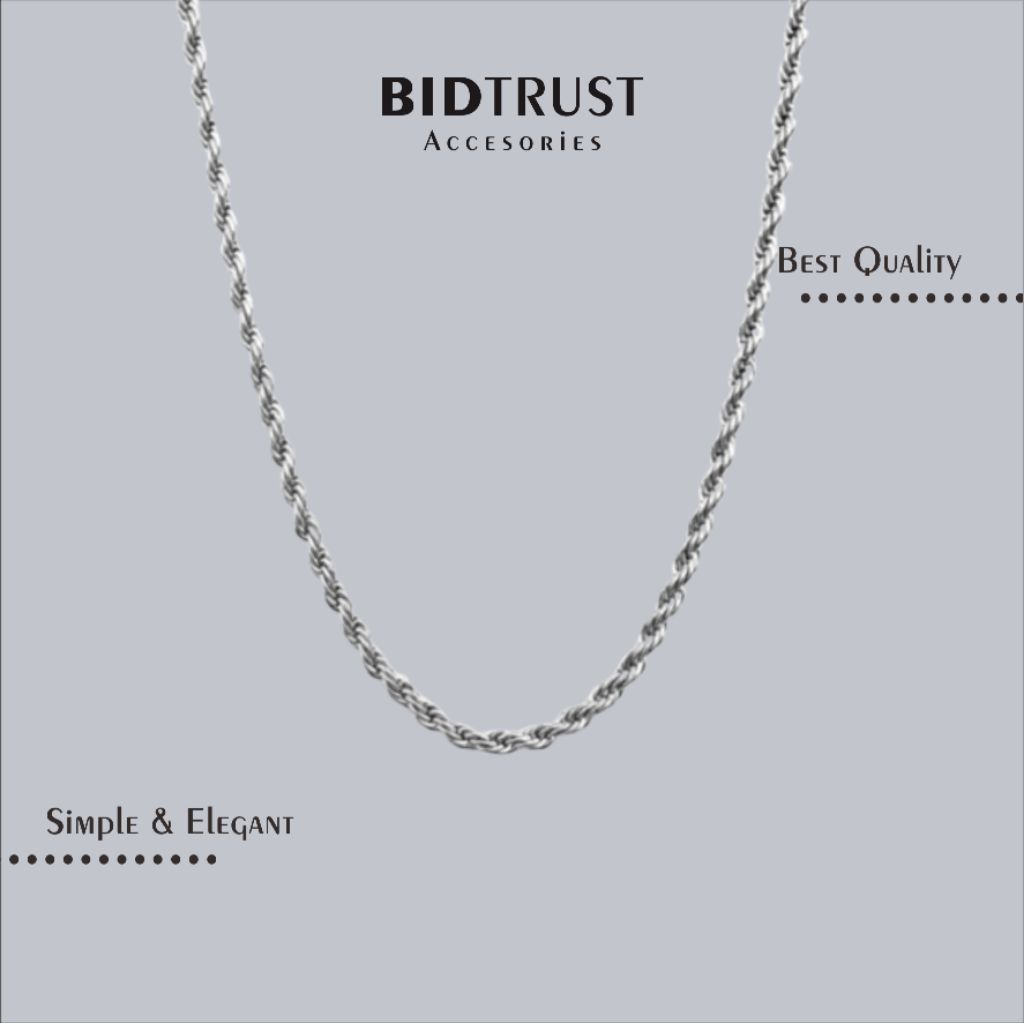 KALUNG TITANIUM RANTAI MODEL TAMBANG ANTI KARAT • Simple Elegan Asli Original Premium Anti Tidak Kar