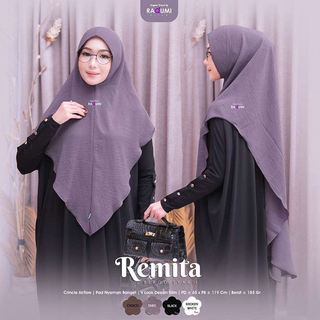 Remita Bergo Syar’i Crincle Airflow by Raqumi