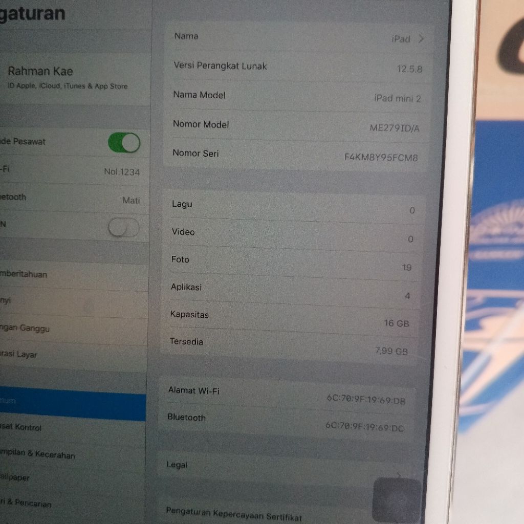 iPad 2 mini 16gb wifi only.  minus