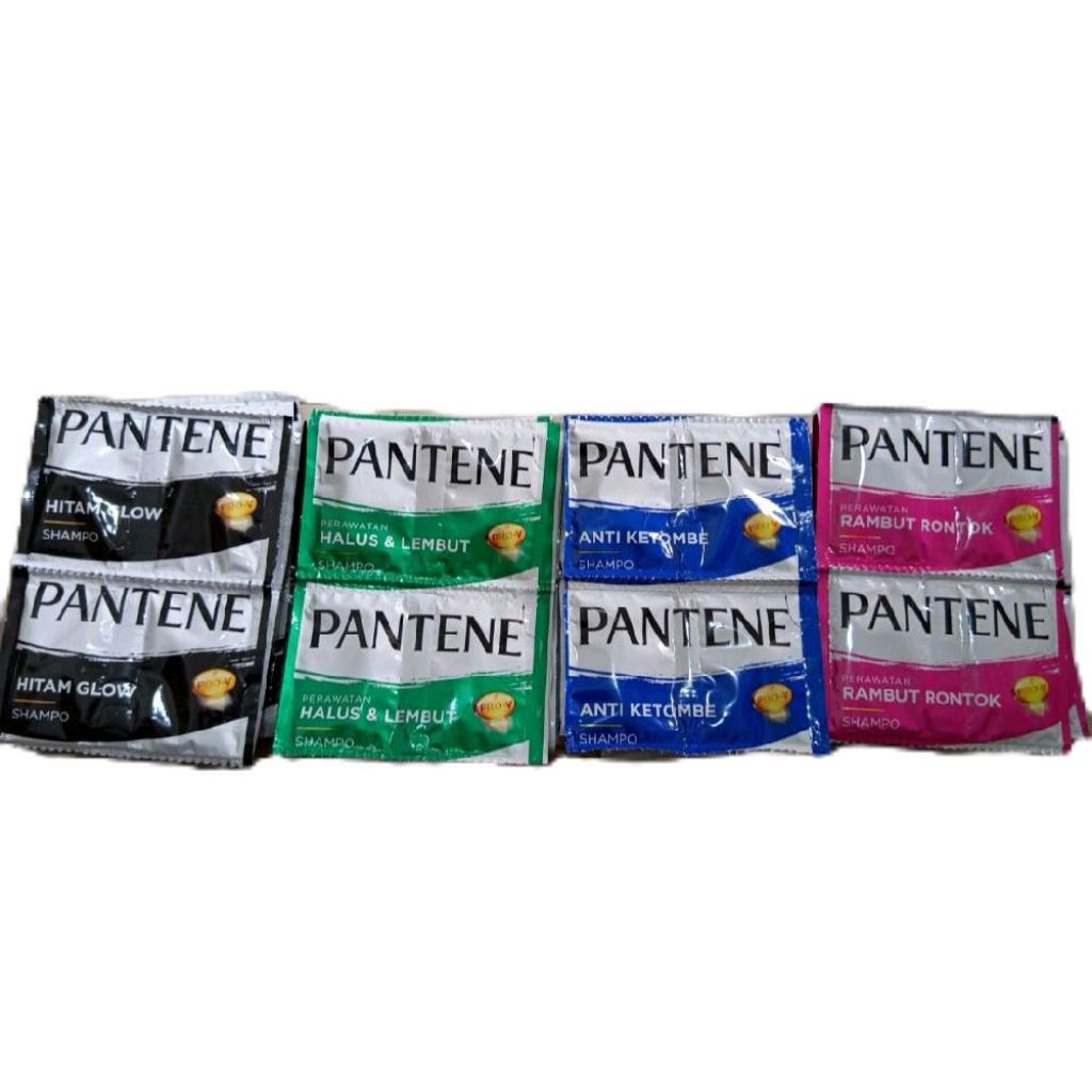 shampo Pantene sachet kemasan 1 renceng varian anti ketombe , halus lembut, hitam glow dan untuk ram