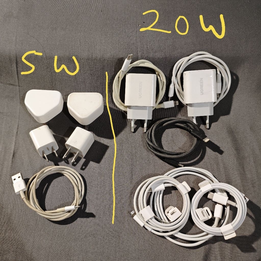 CHARGER ORIGINAL APPLE, UGREEN & ANKER FOR IPHONE. 5 Watt & 20 Watt. Second dan NEW