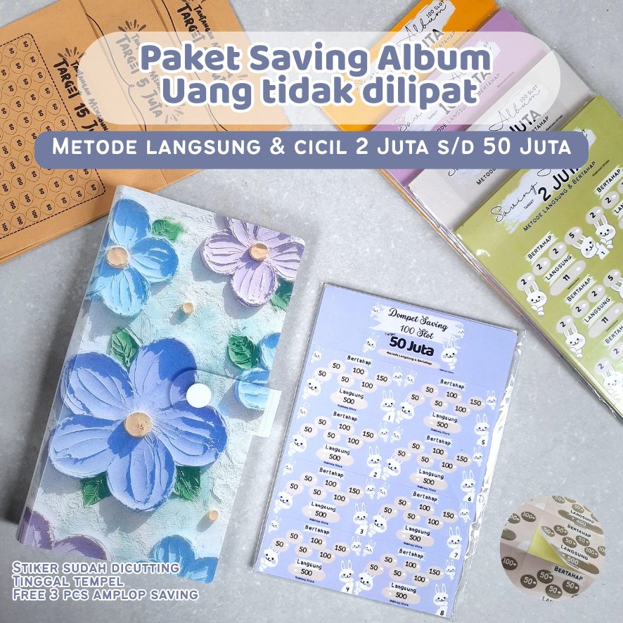 Paket Hemat Album Menabung 100 Slot Uang Tanpa dilipat Target 2 Juta sampai 50 Juta