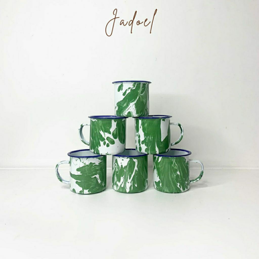 Gelas Cangkir Blurik Enamel Jadul Gelas Kopi Blirik 7 cm