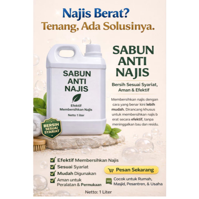 Sabun Tanah Cair Anti Najis /Sabun Suci Sabun Penghilang Najis Anjing Babi Wangi Halal - 1 Liter