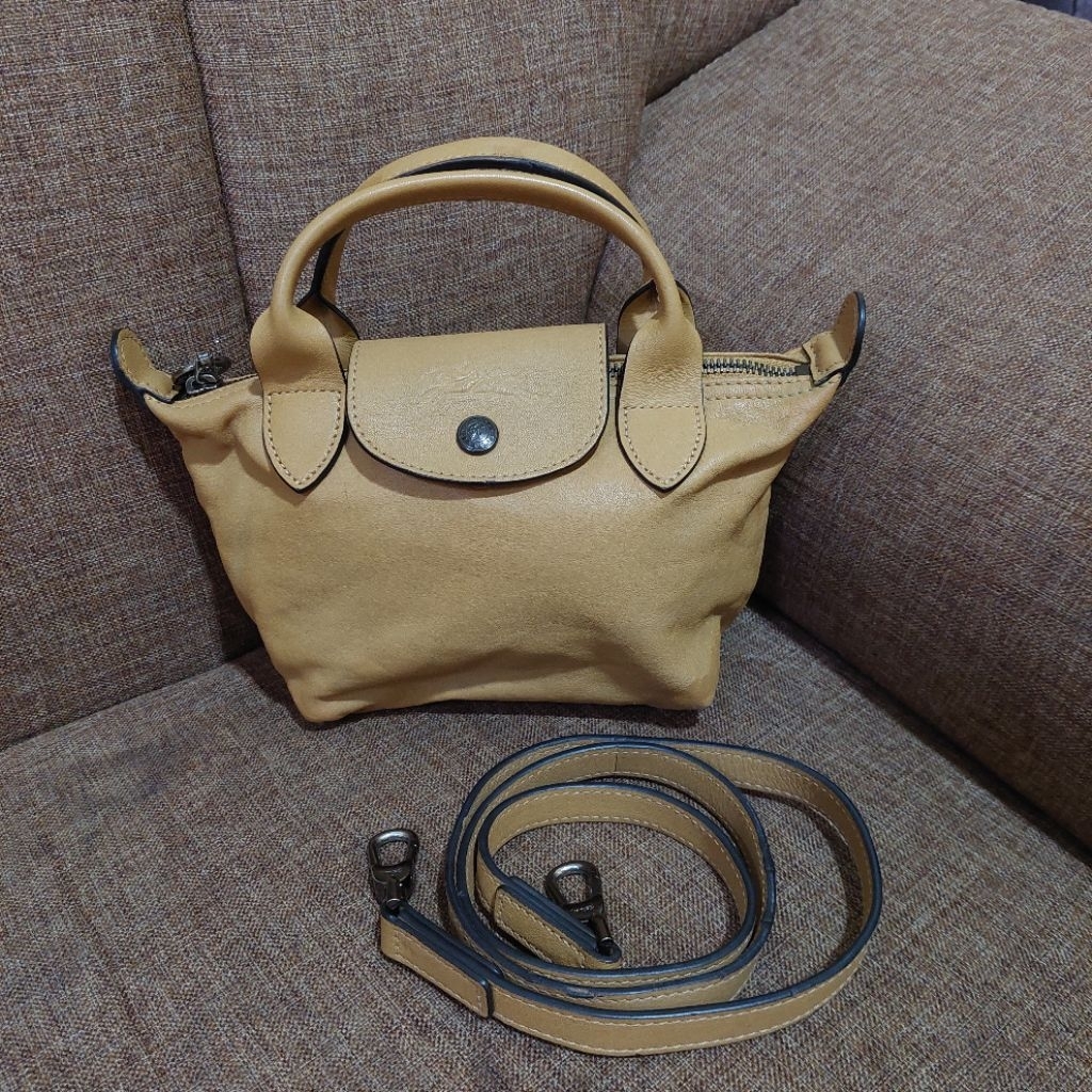 l0ngchamp lc cuir xs small honey original