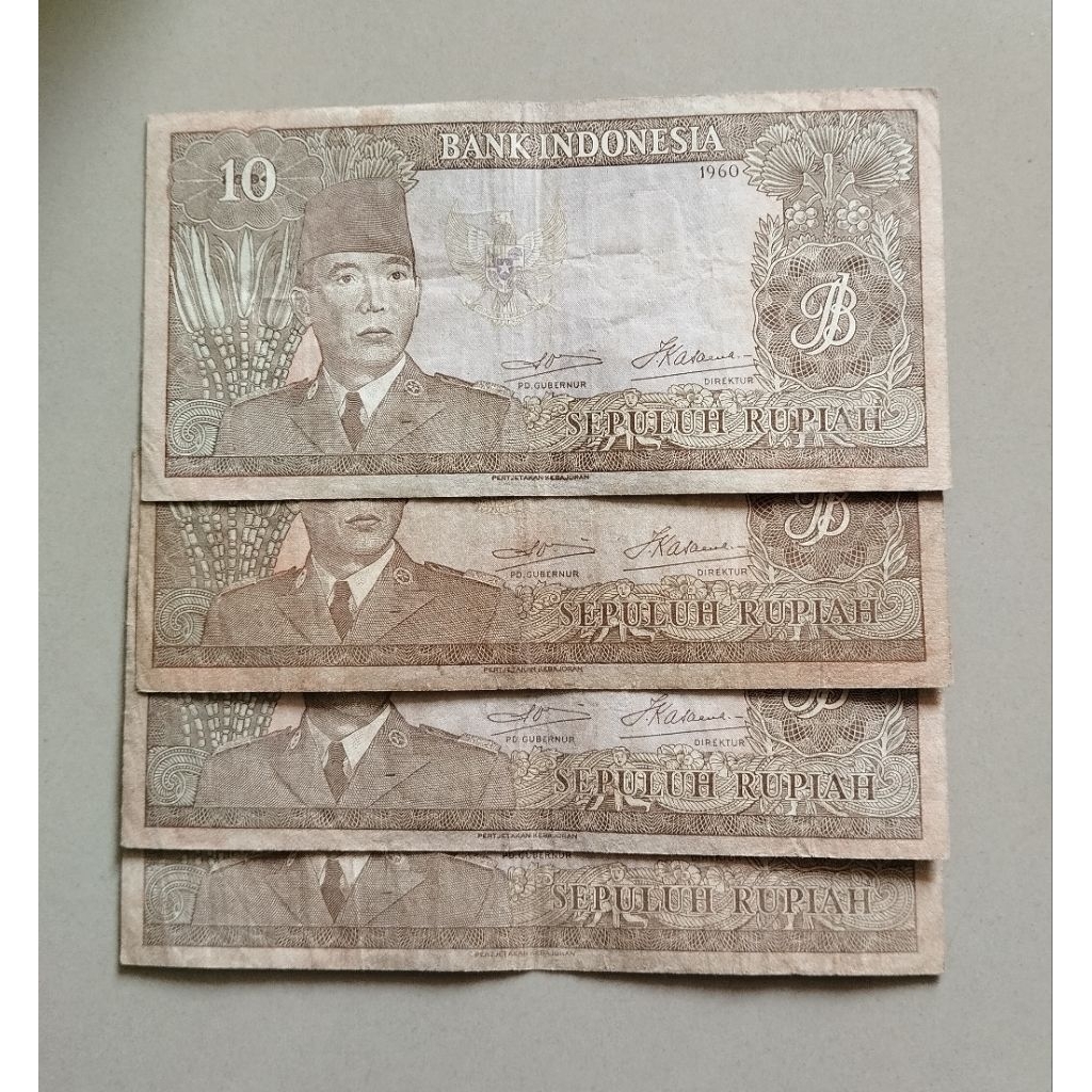 10;rupiah Sukarno thn 1960 bekas beredar  original sesuai foto