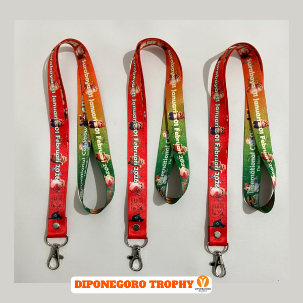 Tali Lanyard Sublim Print Custom Desain Press 2 Sisi Gantungan Name Tag Id Card Premium 2cm