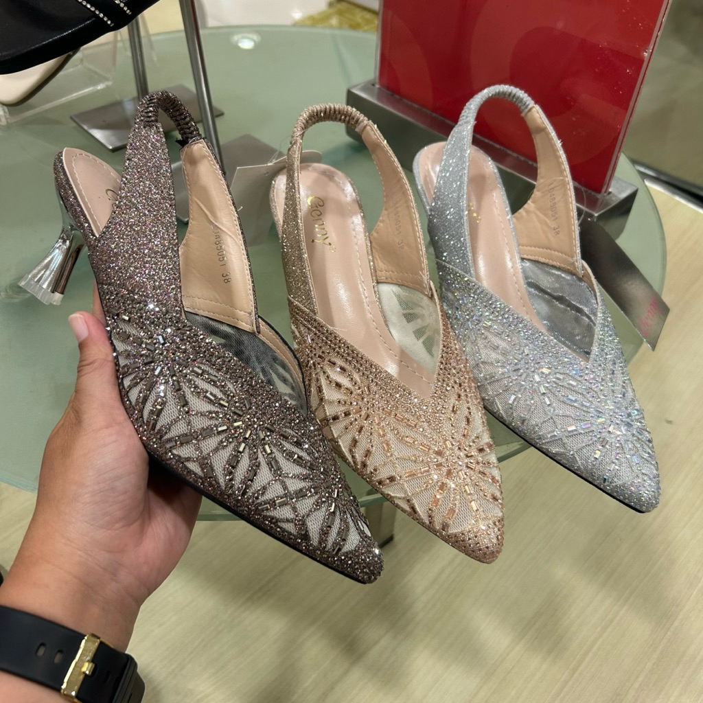 selop pesta wanita slingback heels 7cm GENNY original