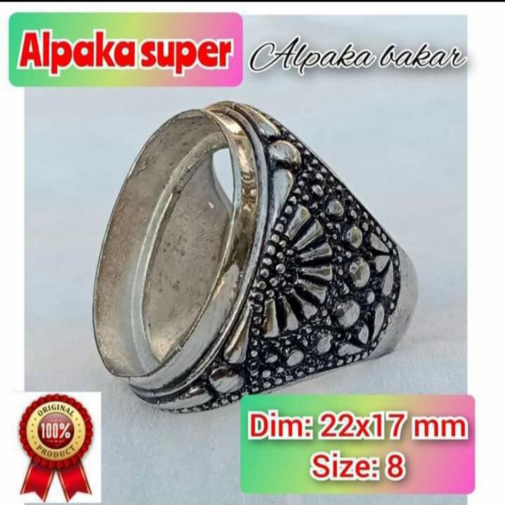 Emban batu akik dan permata alpaka super ukir Bali chakra.20