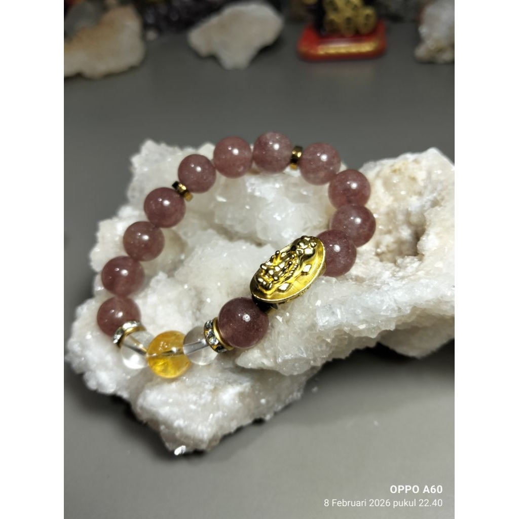 Strawberry, Clear Quartz, Citrine Bracelet
