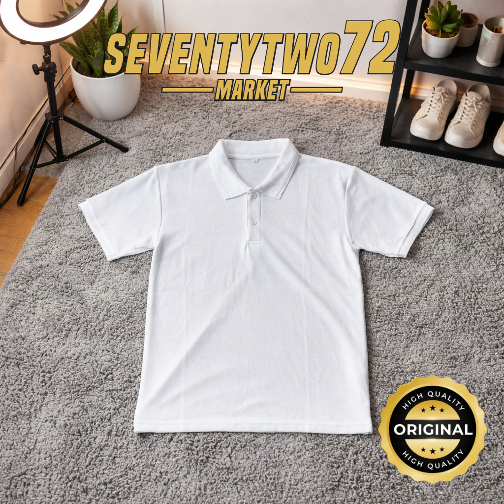 SEVENTYTWO MARKET – Baju Polo Putih Premium Lengan Pendek | Polo Polos Pria Wanita | Bahan Lacoste C