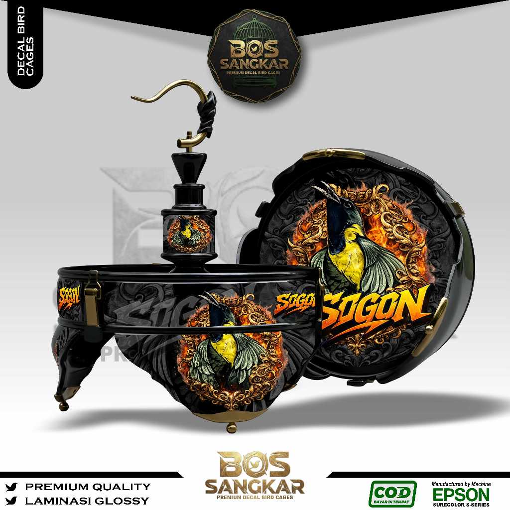 STIKER DECAL SANGKAR BURUNG BUNDAR LINGKARAN LOVE BIRD HELOPET BATMAN CUSTOM SOGON BS11