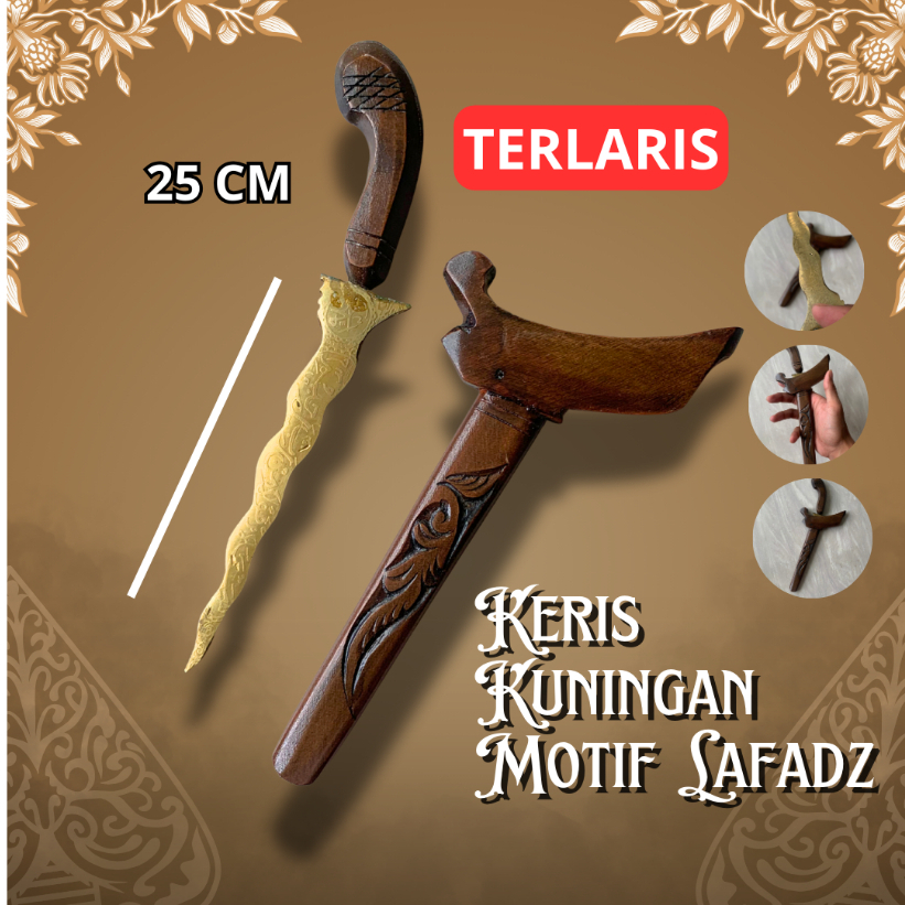 Keris Kuningan Lafadz Asli Ciwidey Premium Terbaik 25Cm Keseluruhan