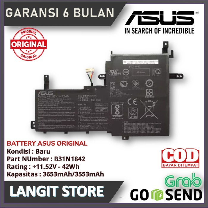 Baterai Laptop Asus Vivobook 15 K513EA M513UA X513EA X513EQ B31N1842 ORIGINAL