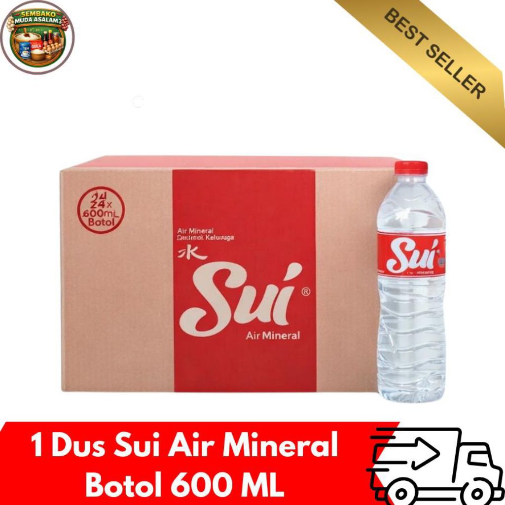 Air Mineral Sui 600 ml / 1 dus isi 24 / Air Minum Sui 1 dus