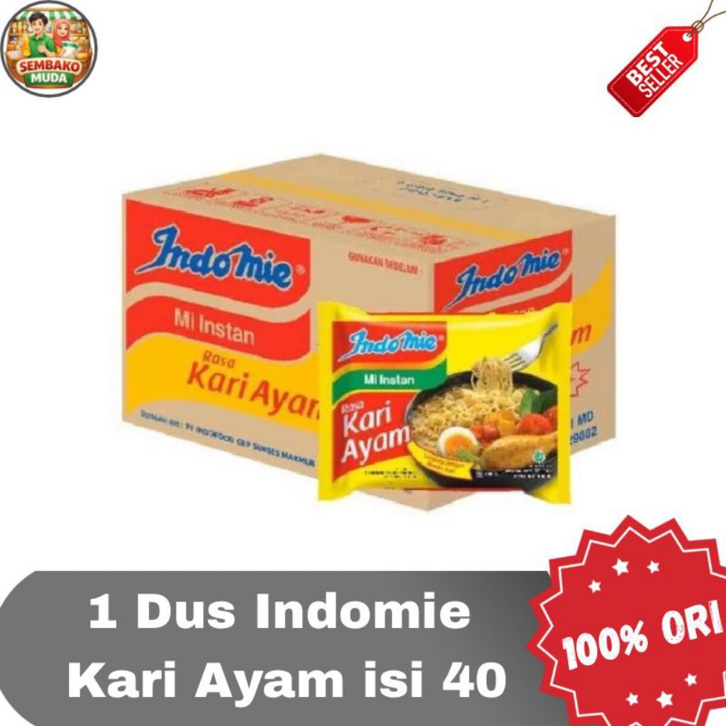 Indomie Rebus Kari Ayam 1 Dus isi 40 / Indomie Rebus Rasa Kari Ayam Bestseller