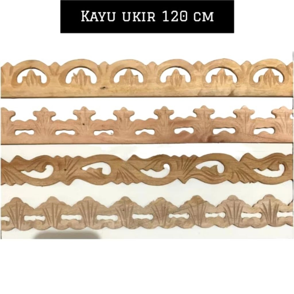 Ornamen Ukir Kayu Mahoni Asli Tempel 120 Cm | Lis Kayu Ukir