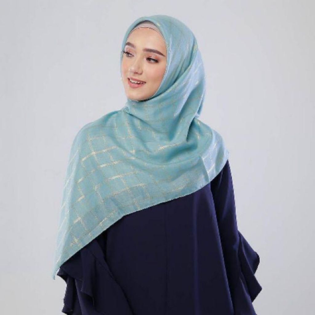 (New) Zoya Haura Glitter Scarf Warna Tosca Hijab Square Bahan Voal Premium Jilbab Kerudung Segiempat