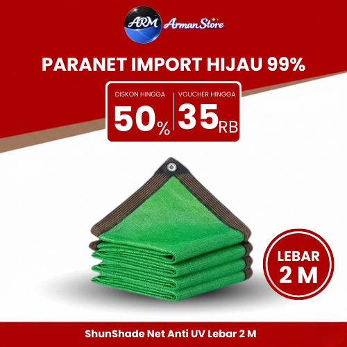 ARMAN STORE - Paranet Hijau 90% Lebar 2 Meter Sunshade Net Anti UV | Jaring Peneduh Tanaman