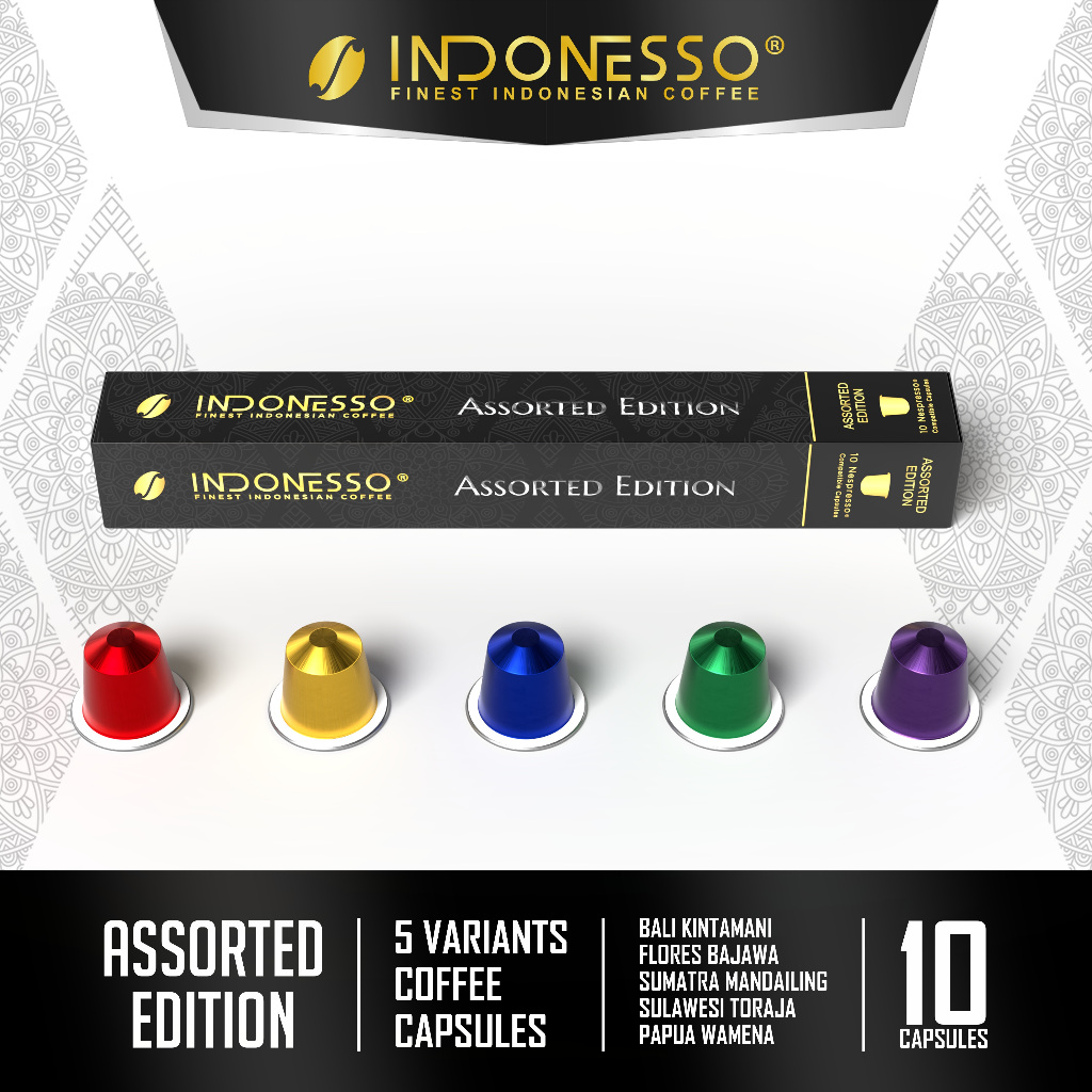 INDONESSO Assorted Edition Coffee Capsules Compatible with Nespresso Machines / Kapsul Kopi 5 styles