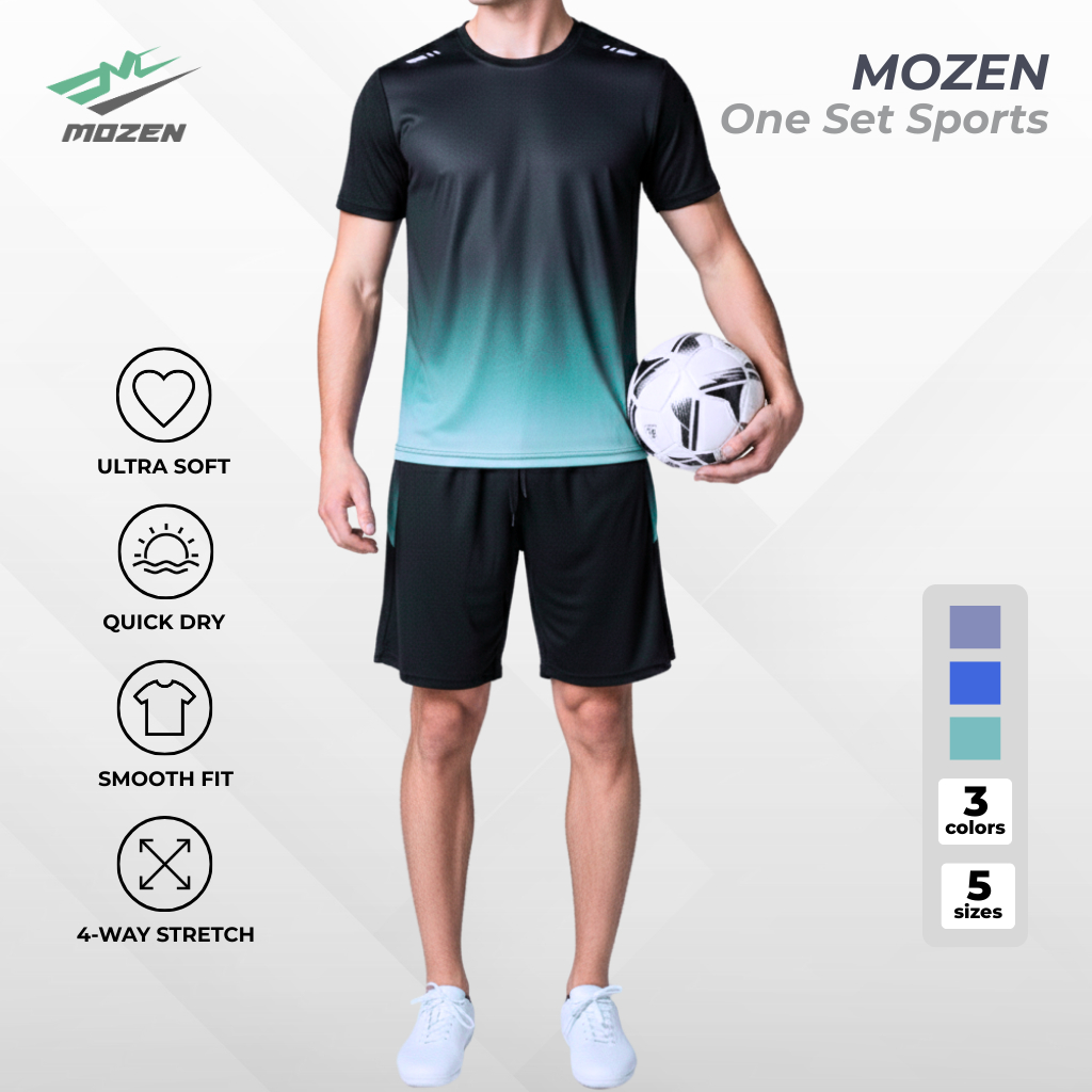 MOZEN Setelan Olahraga Lari Pria Green – Dryfit Adem Outfit Jogging Simpel Fleksibel XL–5XL