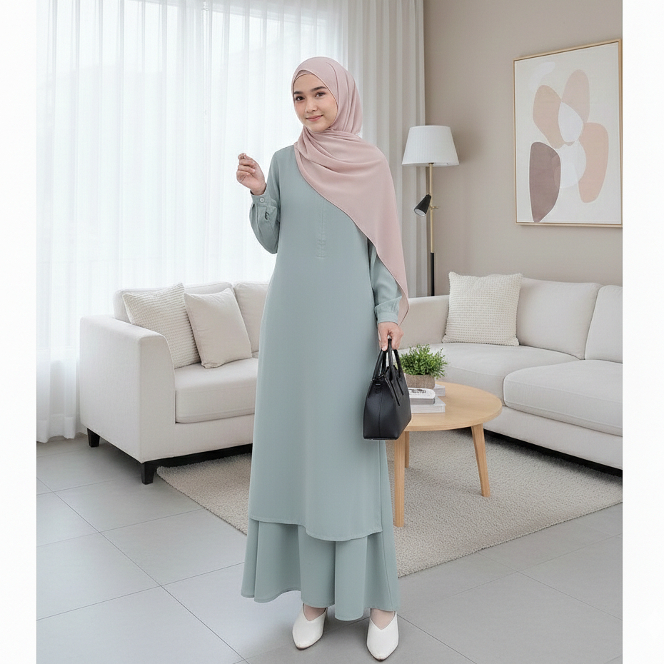 Zavina One Set Setelan Rok + Tunik Wanita Busui Jumbo Ld 90 - 120  Bahan Paulista Premium
