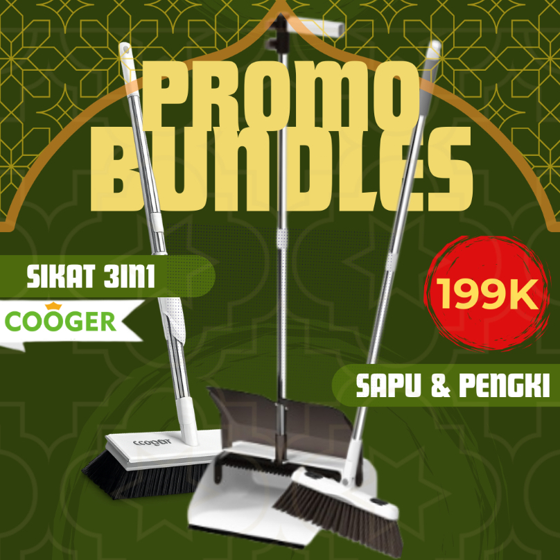 [Bundling] COOGER MEDAN Satu Paket Sapu Pengki Sikat 3in1 Bundle Hemat Bersihkan Rumah Sambut Bulan 