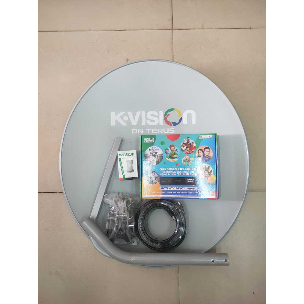 Satu set lengkap Parabola Mini KVISION ODU 60 cm ( ABU SOLID )