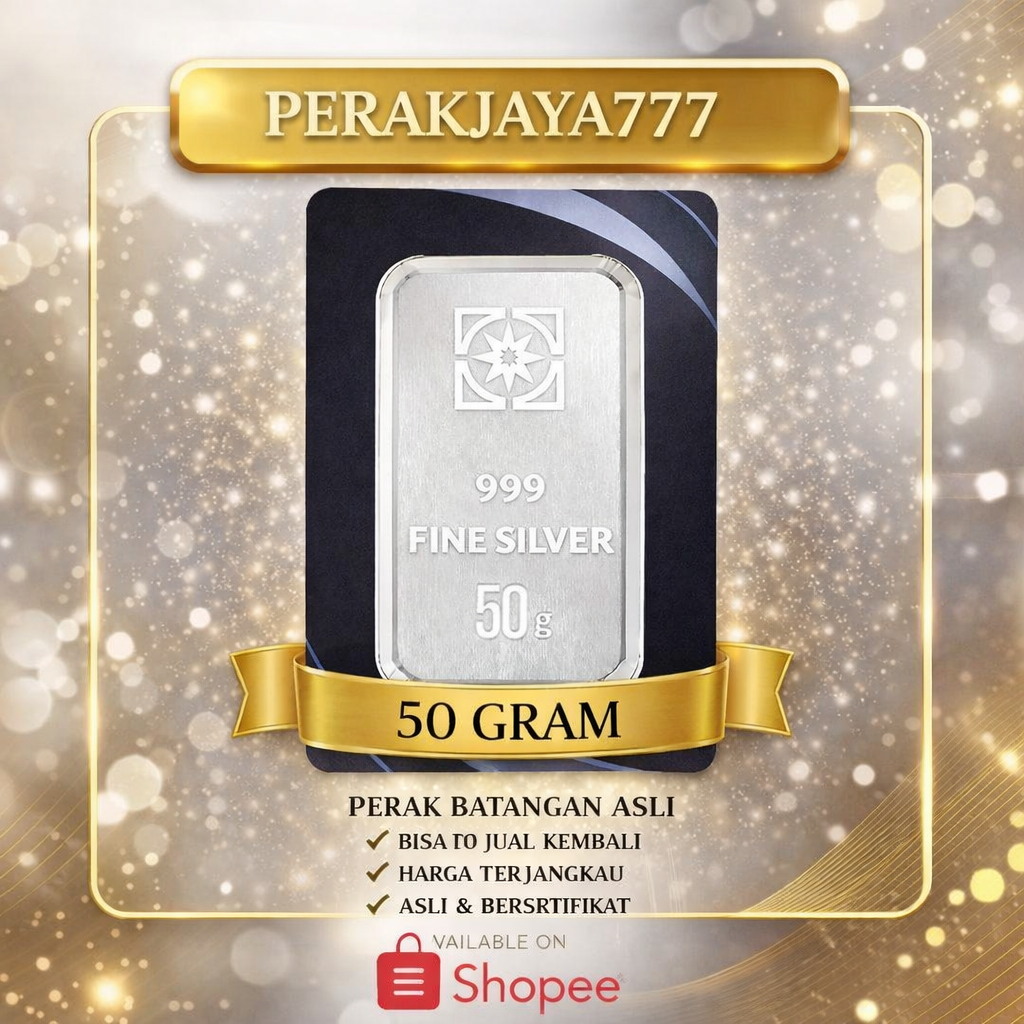 PERAKJAYA777 Perak Batangan MT Fine Silver 999 Asli Bersertifikat 50g & 100g