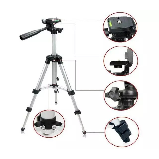 Tripod Kamera dan Handphone Tinggi 1 Meter 3110 | Bonus Holder U Universal | Kepala 3 Arah