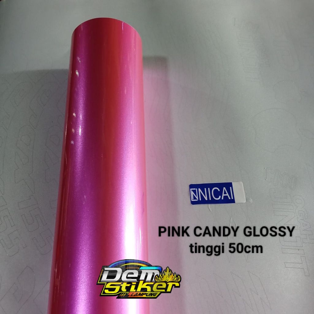 Stiker skotlite candy pink merk NICAI ,stiker metatalic pink serbaguna,motor,dll stiker premium