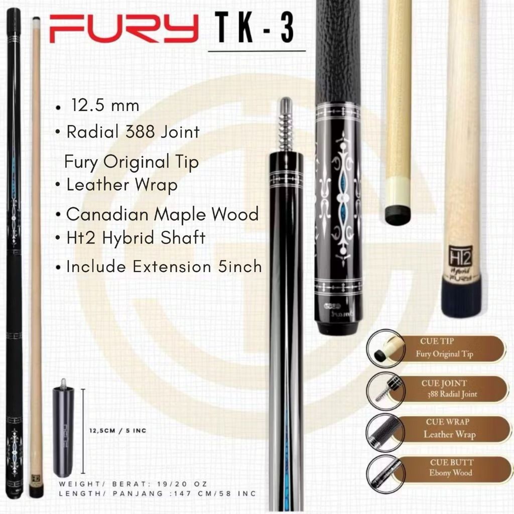 Fury TK-3 HT2 Hybrid Shaft New - Stick Billiard Play