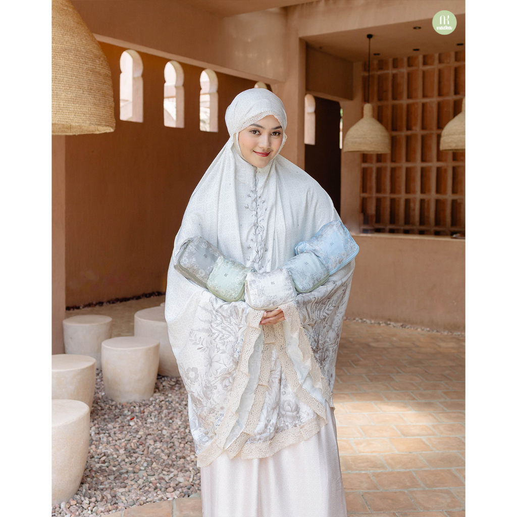 Naeka Mukena Selaras Silk Premium Printing 2in1 Travel Friendly Free Box Prayer Set Dewasa Jumbo Mot