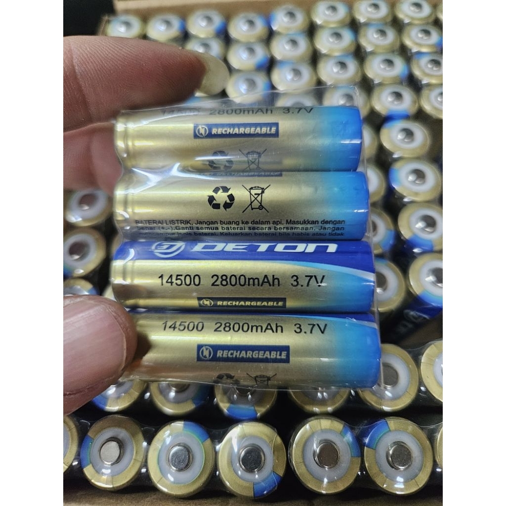 BATRE BATERAI RECCHARGEABLE 14500 3,7V 2800MAH UKURAN A2 BATRE CAS 3,7V DETON