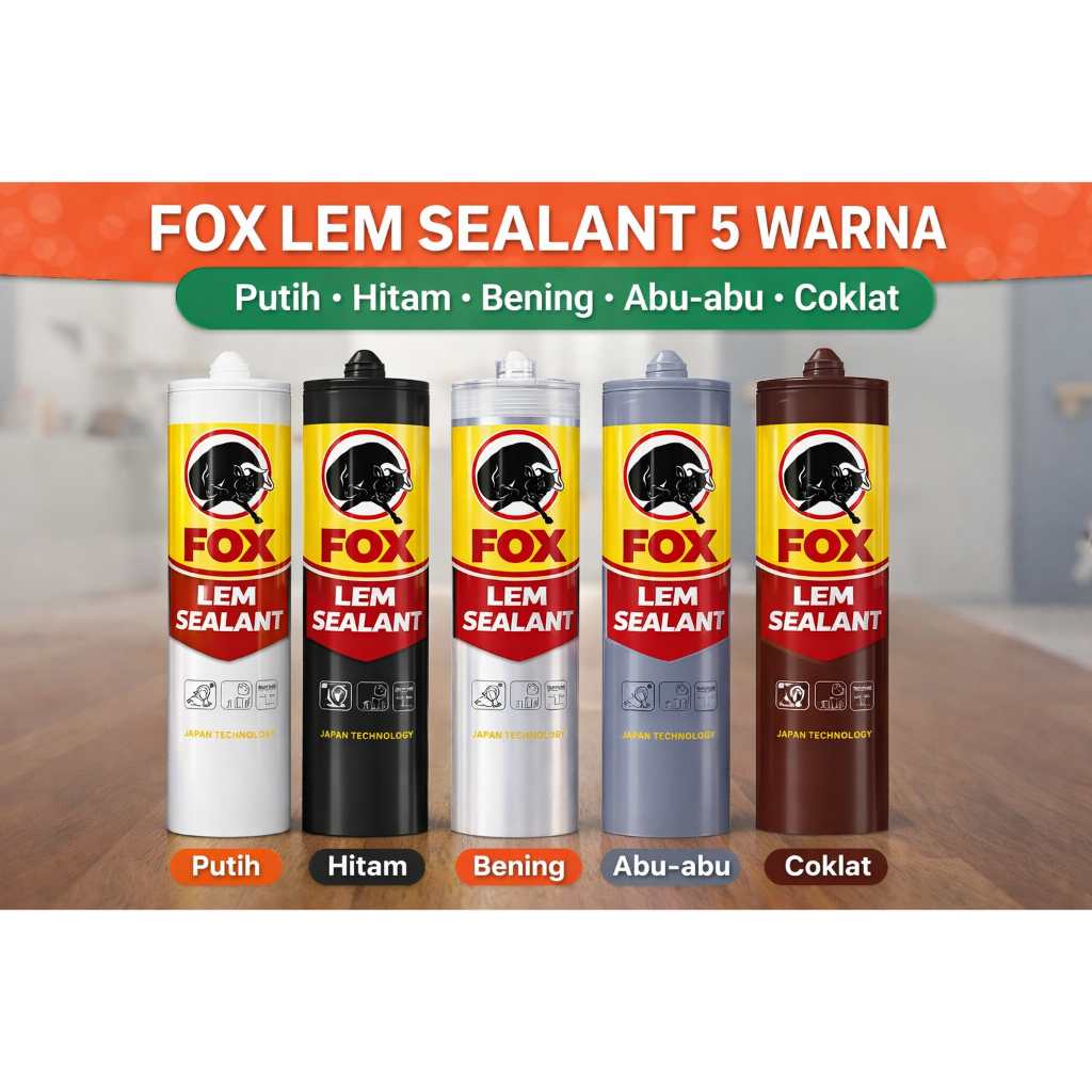 FOX Sealant Premium Serbaguna – Lem Kuat Kaca Kayu Besi PVC Waterproof - Lem sealant abu - lem seala