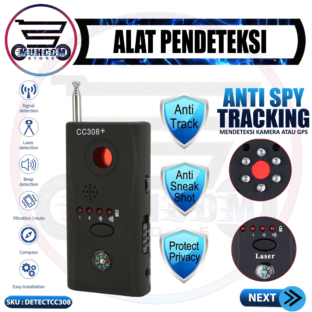 Alat Detektor CC308 Pengintai Bug GPS Pencari Sinyal RF Kamera Tersembunyi Detector Spy DETECTCC308