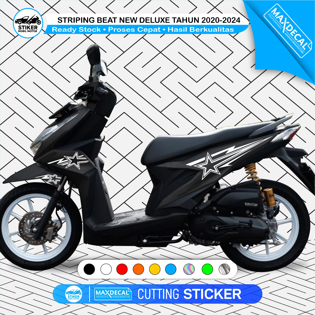Striping Motor Beat New Deluxe/CBS/Street 2020 2021 2022 2023 2024 Cutting Sticker Motif Bintang