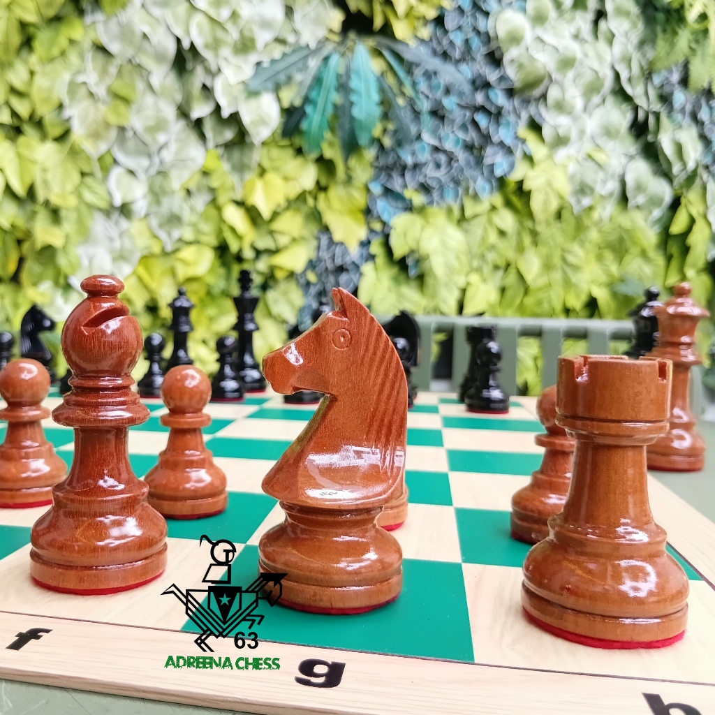 Royal Knight Chess Piece – Premium Glossy Wood Double Queen | Buah/Bidak Catur Kayu Sawo Premium