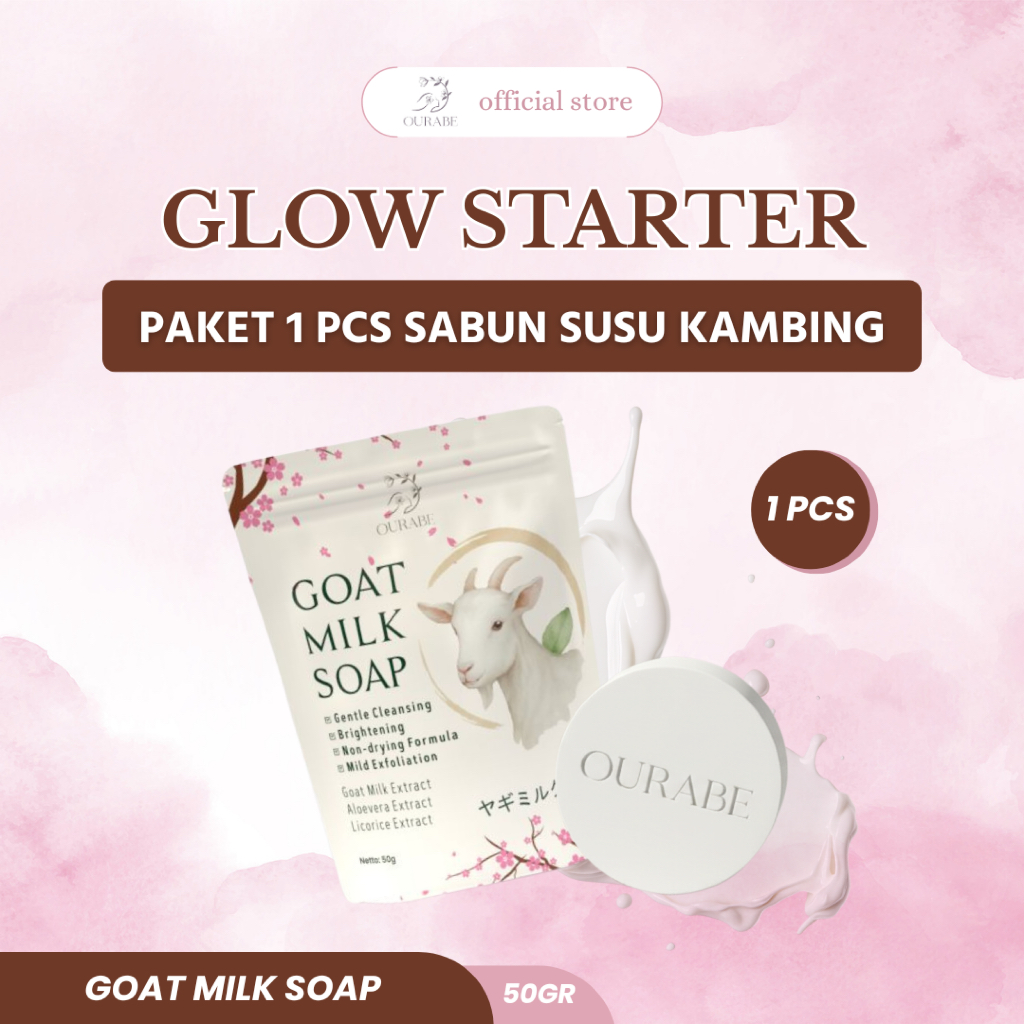 Ourabe Goat Milk Soap (PAKET 1 PCS) - Sabun Susu Kambing Brightening & Gentle Cleansing Formula Jepa