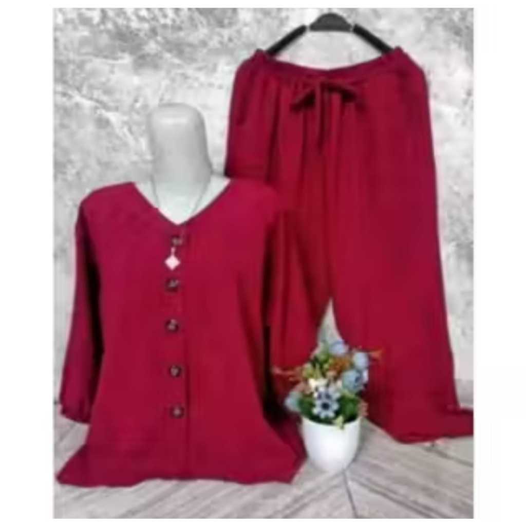 LD.110.120.130 CM XL XXL XXXL Setelan Andin Kancing JUMBO Set Andin Set Andin Panjang Baju Celana fu