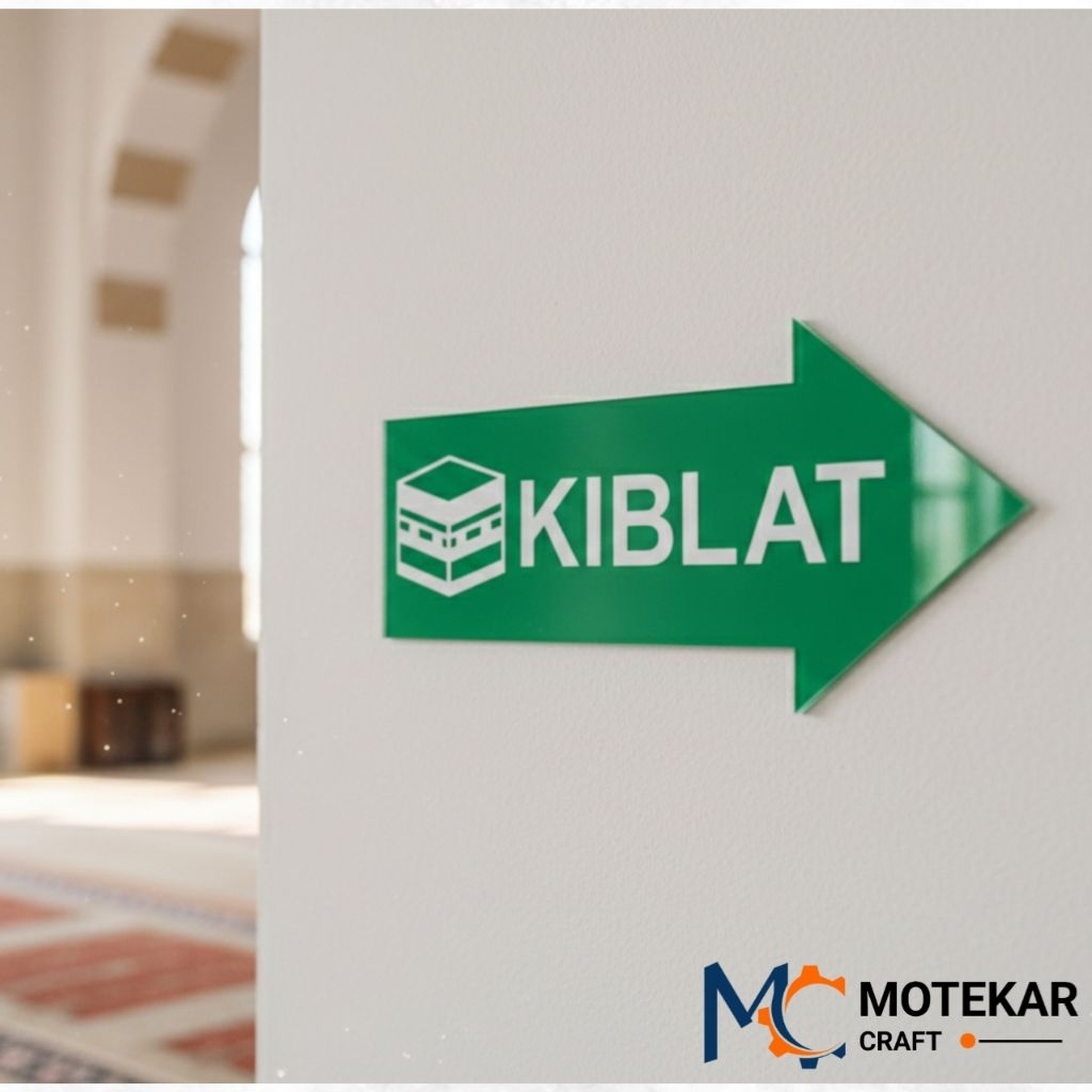 signage papan penunjuk arah kiblat / dekorasi masjid